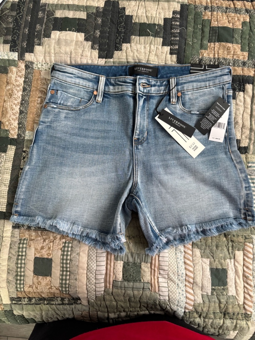 Liverpool Women’s Vickie Fray Hem Denim Short 4” Inseam Size: 10/30 NWT
